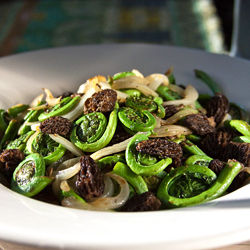 Fiddlehead and Morel Stir Fry