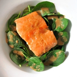 Glazed Salmon with Spinach