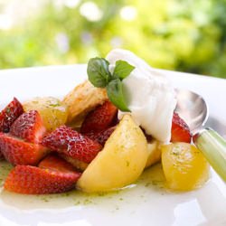 Basil Strawberry Peach Shortcake