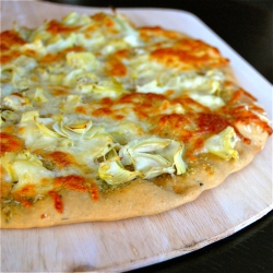 Artichoke + Garlic Scape Pesto Pizza