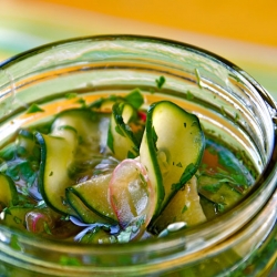 Spicy Sweet Pickled Cucumbers