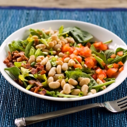 Spinach, White Bean and Bacon Salad