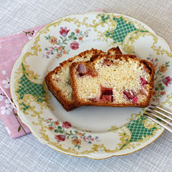 Rhubarb Pinenut and Yoghurt Cake