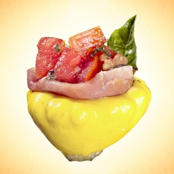 Bruschetta in a Grilled Pattypan