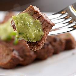 Grilled Steak with Avocado Sauce