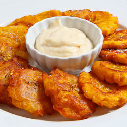 Tostones with Roasted Garlic Mayo