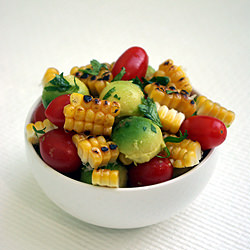 Grilled Corn, Avocado, Tomato Salad