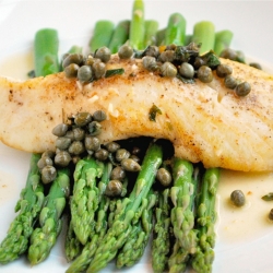 Halibut Picatta with Asparagus