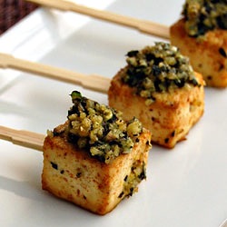 Roasted Tofu Lollipops with Pesto