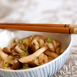 Udon with Shimeji and Miso Sauce