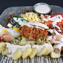 Composed Salad and Salmon Croquette