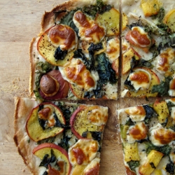 Peach, Basil & Escarole Pizza