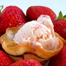 Strawberry Ice Cream in Tuile Cups