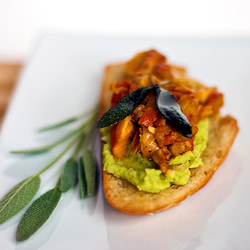 Fava and Wild Mushroom Crostini