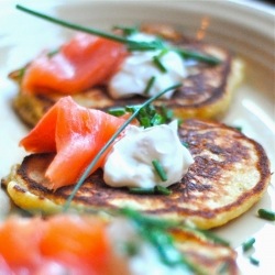 Corn Pancakes Topped with Lox