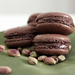 Chocolate and Pistachio Macarons