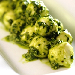 Bocconcini w/ Garlic Scape Pesto