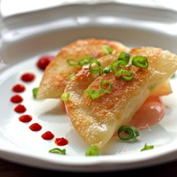 Scallop & Corn Gyoza w/Sriracha