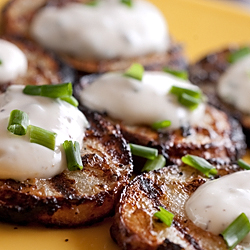 Grilled Potatoes with Chive Sauce