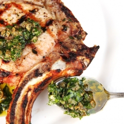 Brined Chops with Salsa Verde