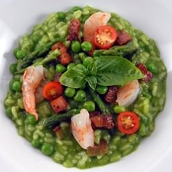 Garden Green Risotto with Shrimp