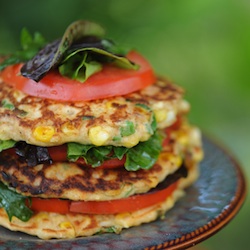 Corn Fritter Salad Stack