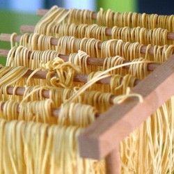 Freshly-Extruded Pasta Dries