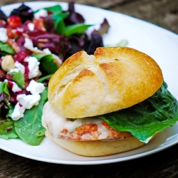 Salmon Burgers with Spinach Salad