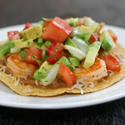 Shrimp Tostadas with Avocado Salsa