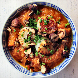 Seared Scallops with Pumpkin Soup