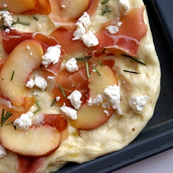 Peach, Prosciutto, and Rosemary Pizza