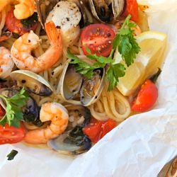 Seafood Pasta In Paper Bag