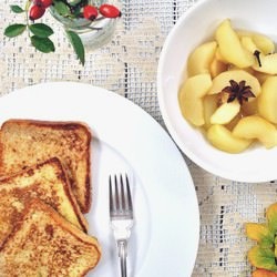 Hot Apple Compote with French Toast