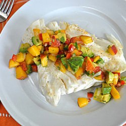 Halibut with Peach-Avocado Salsa