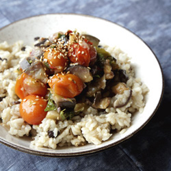 Baked Mushroom Risotto w/ Eggplant