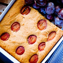 Orange Scented Plum Dimple Cake