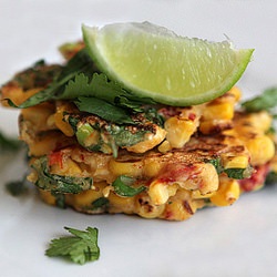 Corn Fritters with Roasted Peppers