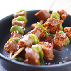 Smokey Chorizo Broad Bean Skewers