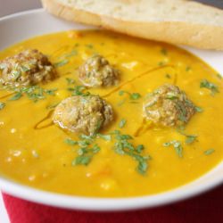 Curried Squash Soup w/ Meatballs