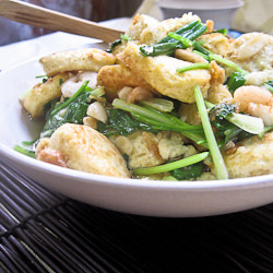 Egg Tofu and Shrimp Stir-fry