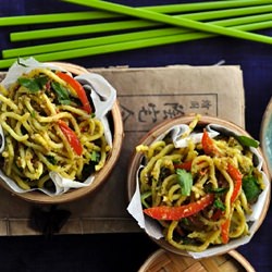 Asian Pesto with Singapore noodles