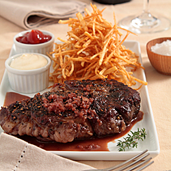 Steak au Poivre w/ Red Wine Sauce