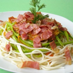 Spaghetti, Zucchini with Prosciutto