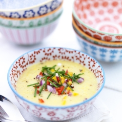 Corn Soup with Sunny Salsa