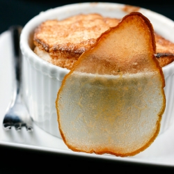 Pear Souffle with Pear Wafers