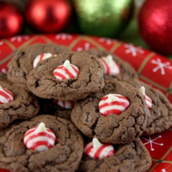 Candy Cane Kiss Cookies