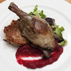 Duck Leg Confit with Latke