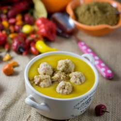 Butternut Soup & Chicken Meatballs