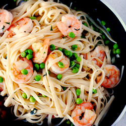 Prawn Linguine with Peas