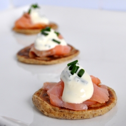 Blinis topped with Smoked Salmon